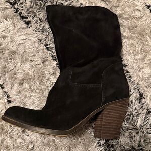 Lucky brand mid calf soft black leather boot